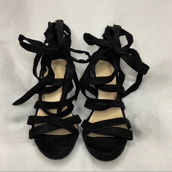 Lounge Suede Crisscross Leg Wrap Stiletto Heel - Picture 9 of 13